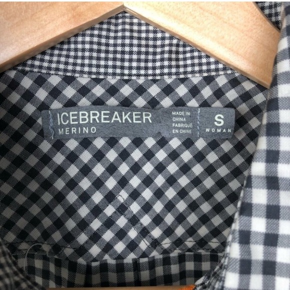 Icebreaker Short Sleeve Black and White Checked Shirt Size Small - Picture 3 of 6